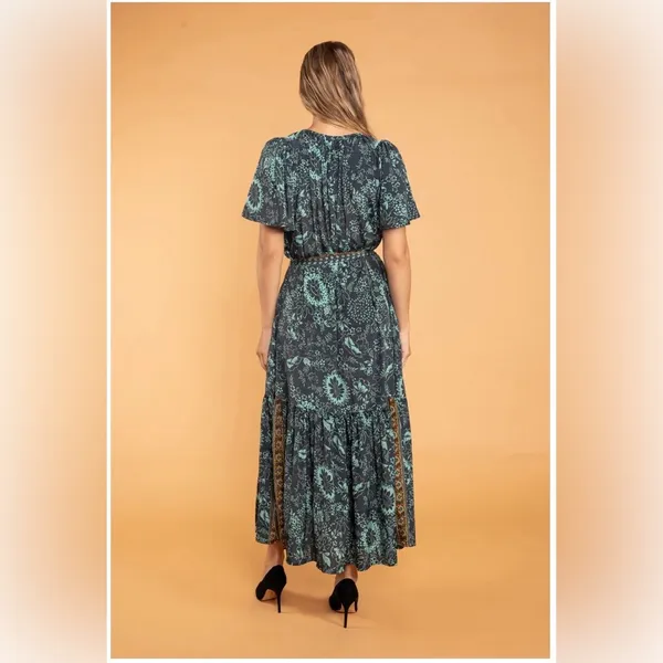 RAGA Stefna Maxi Dress‎ Green Size Small Printed Boho - Image 2