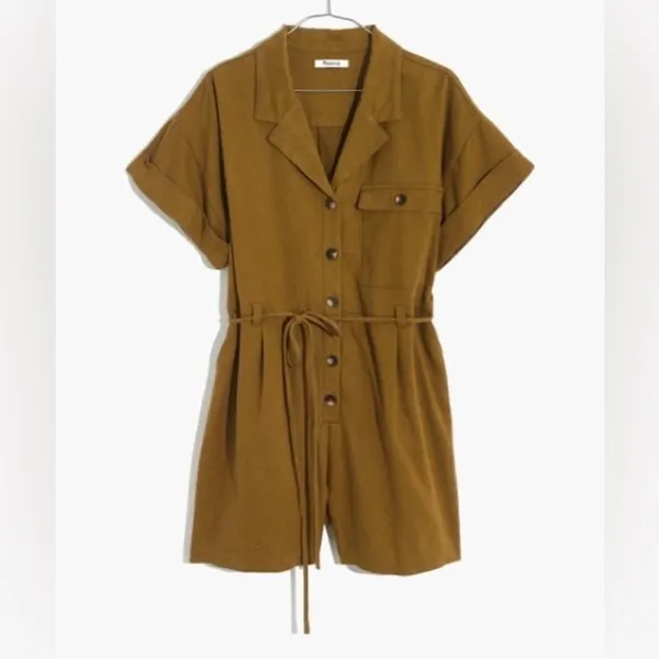 Madewell Safari Romper In Distant Olive Size Extra Small‎ - Image 4