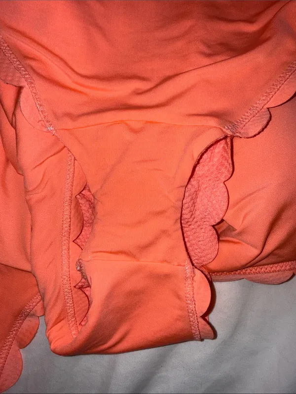 Aerie Women’s Scallop-Trim One-Piece Swimsuit Coral scoop back Med full coverage - Image 8