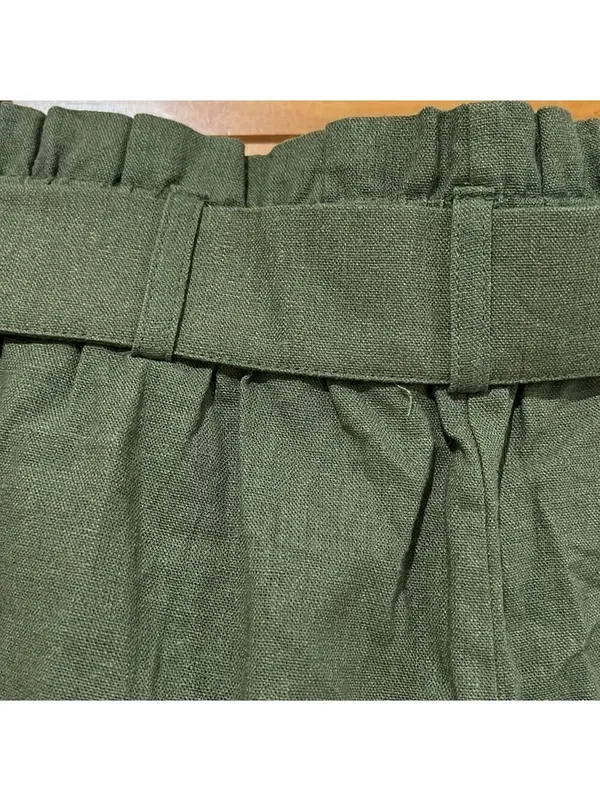 HAVE Los Angeles Green Linen Belted Pants - Image 4