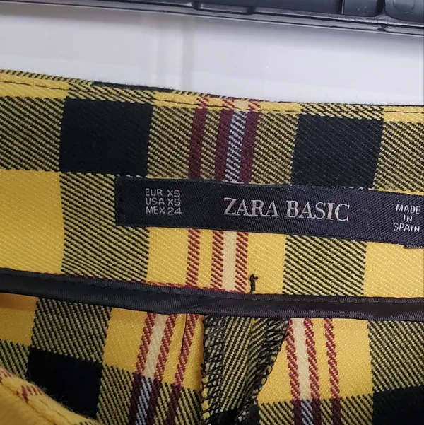 Zara XS yellow Plaid pants - Image 5