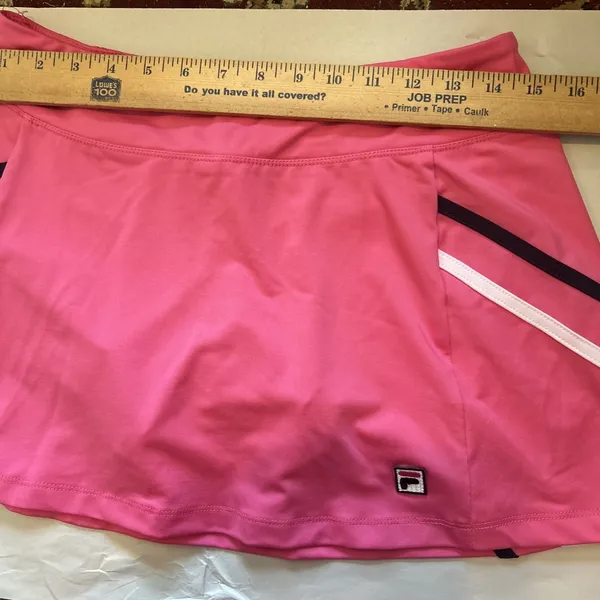 Fila Pink Tennis Skort Womens Medium Built-in Shorts Navy‎ White Side Stripes - Image 8