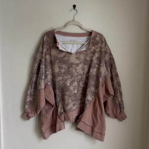 Free People Floral Oversized Sweatshirt Pullover - Image 2