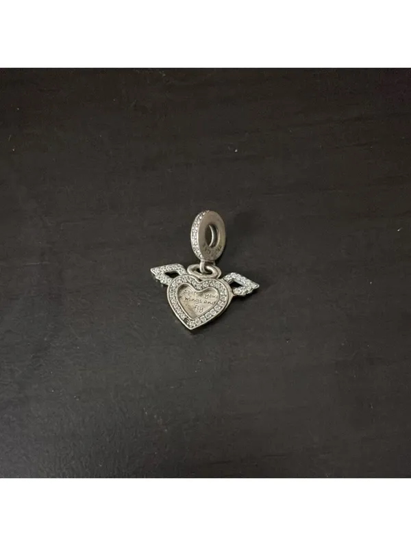 Pandora Silver Heart Pendant with Wings spread your wings and fly - Image 2