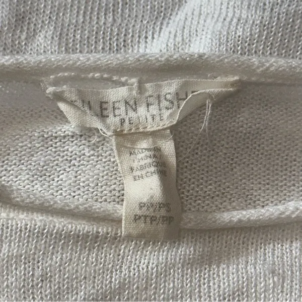 Eileen Fisher Women’s Size S P White Linen Knit Boxy 3/4 Sleeve Sweater - Image 4