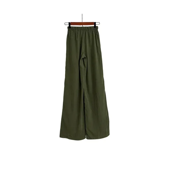 Princess Polly Paigey Flowy Wide Leg Green Drawstring Casual Relaxed Pants 2 - Image 2