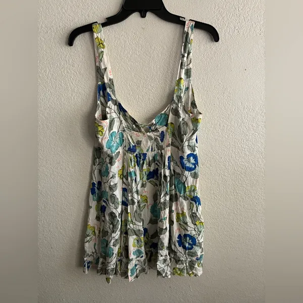 Free People Boho Floral Lattice Lovers Slip Mini Dress White L - Image 6