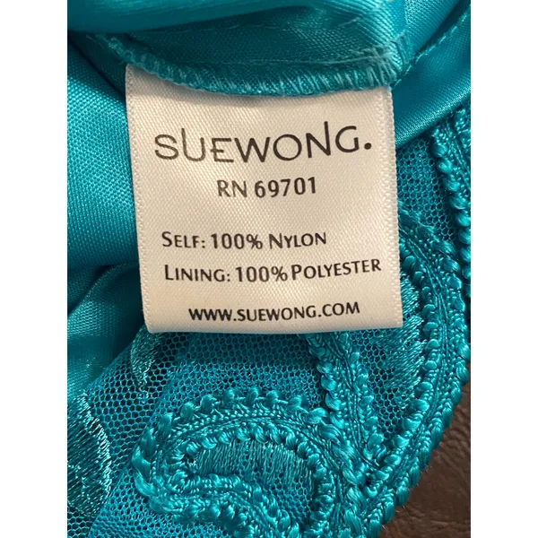Sue Wong Teal Embroidered‎ Lace Sheath Dress Sz 10 Cocktail Formal Wedding Prom - Image 8