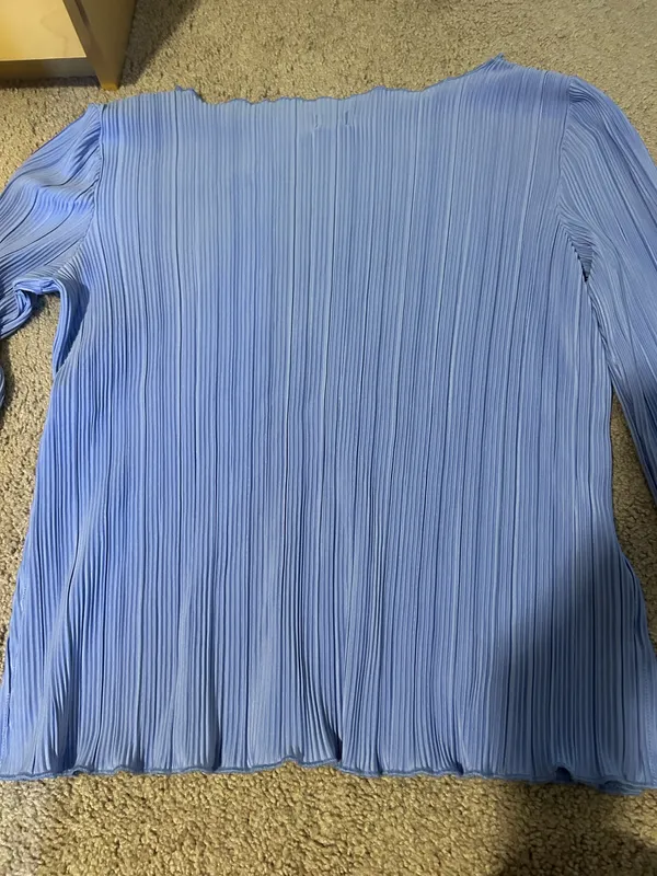 A New Day Women's Light Blue/periwinkle Pleated Long-Sleeve Top - Image 5