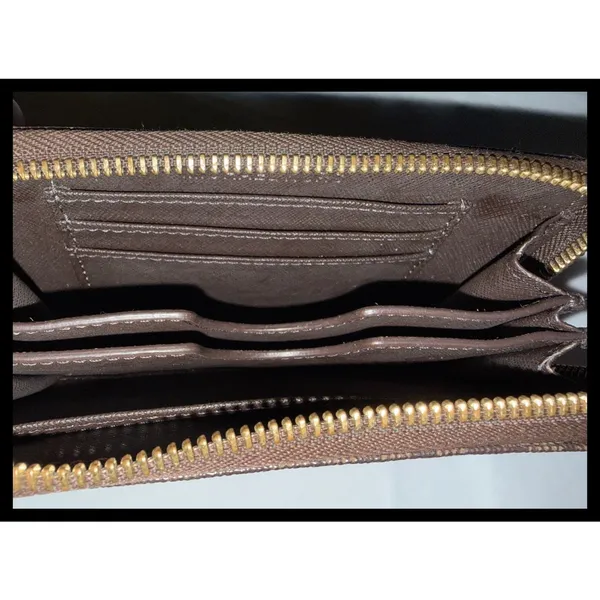 Michael Kors Zip Around Wallet Womens Brown Signature Logo‎ Monogram - Image 3