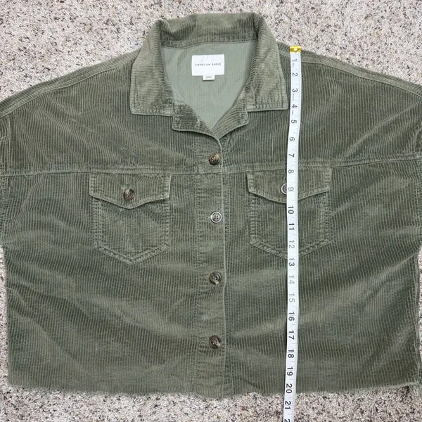 American Eagle Outfitters Corduroy Shirt Jacket Shacket Olive Green Medium M - Image 8