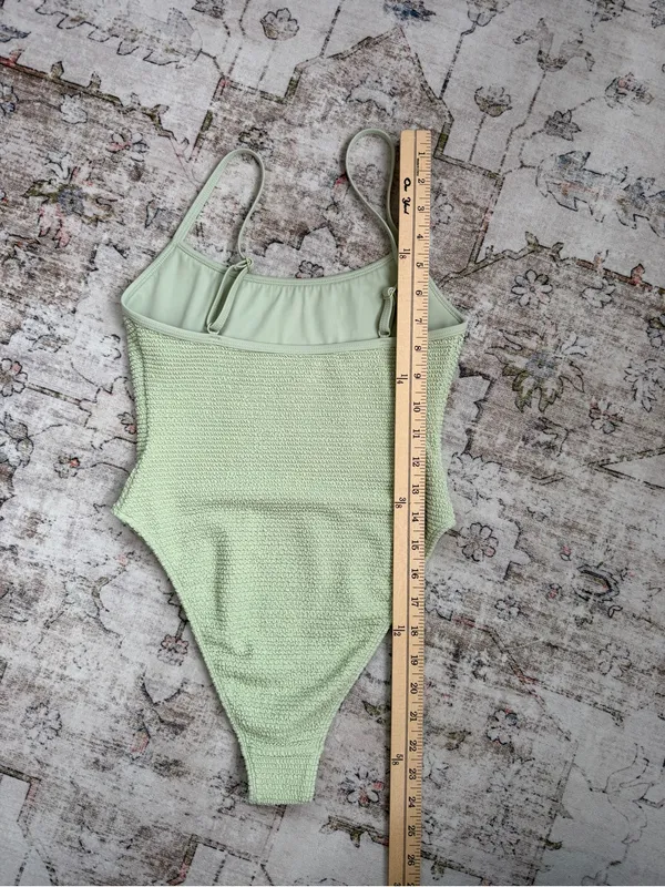 Pacsun Textured High Cut One-Piece Swimsuit in Sage Green - Image 8
