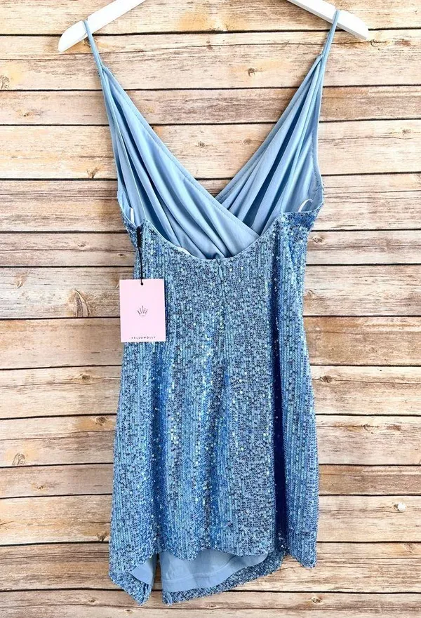 Hello Molly Dress Women’s Size Medium Blue Twilight Dancer Sequin Mini NWT - Image 2
