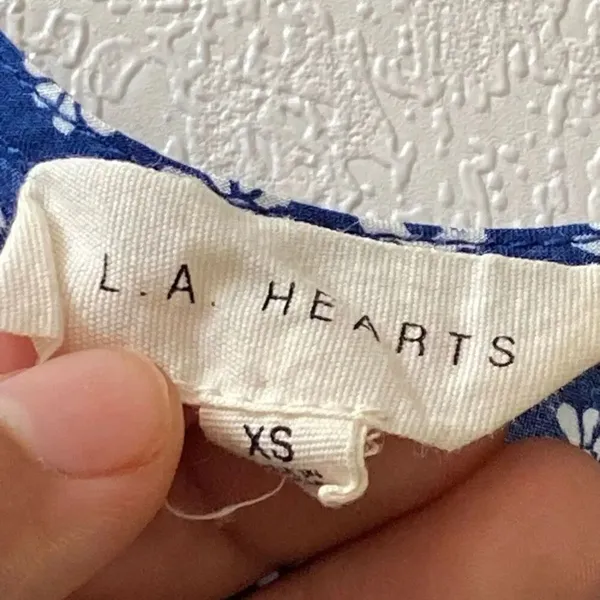 LA Hearts Blue Floral Cutout Mini Dress XS Tie Front Cottagecore Y2K - Image 4
