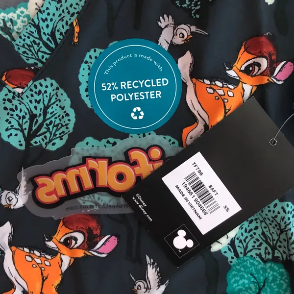 Disney nwt Bambi size XS Scrubs Tooniforms V Neck Top Forest Royalty 2-Pocket - Image 3