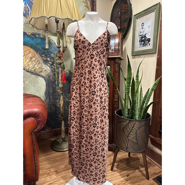 A New Day Leopard Print Satin Slip Dress Size Medium - Image 2