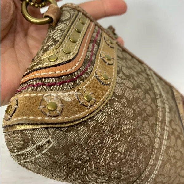 COACH Brown Signature Canvas Wristlet - Image 7