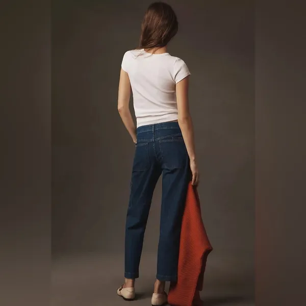 Pilcro Mid-Rise Slim Straight Leg Jeans Cargo Pockets 30 - Image 3