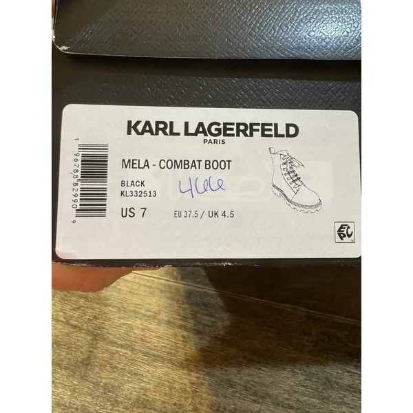 Karl Lagerfeld Paris Mela Combat Boots Black Leather Size 7 - Image 10