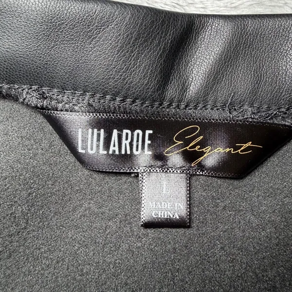 New LuLaRoe Elegant Womens Size Large Avery Skirt Black Faux Leather Midi Career - Image 4