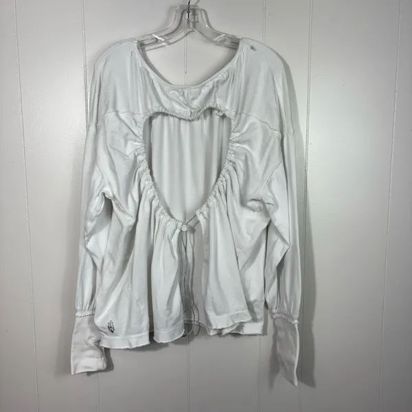 Free People Rundown Tunic White Open Back Oversized Fit Pullover Sweatshirt L - Image 4