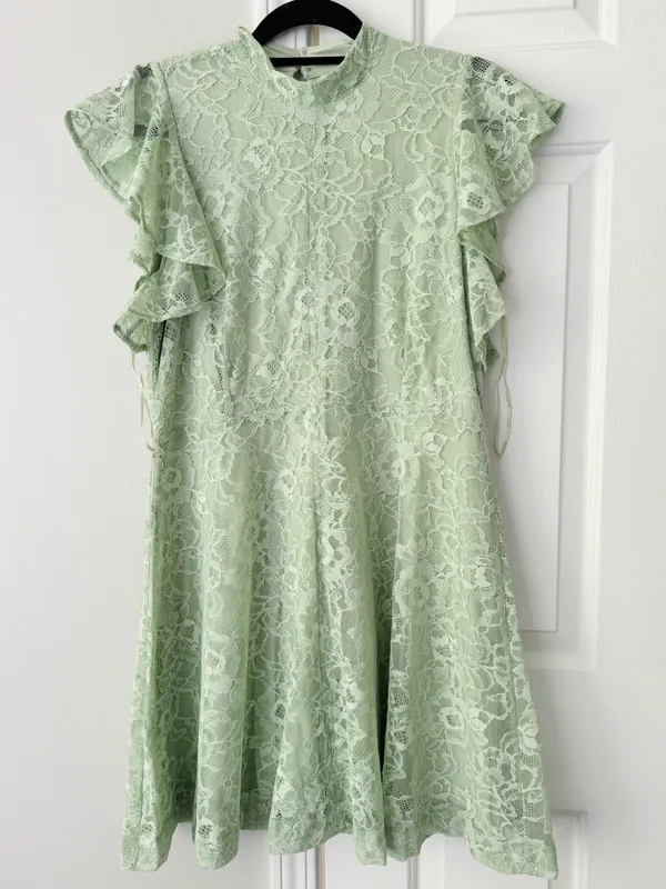 Maeve Mock-Neck Ruffle Sleeve Lace Mini Dress, Size XS - Image 4
