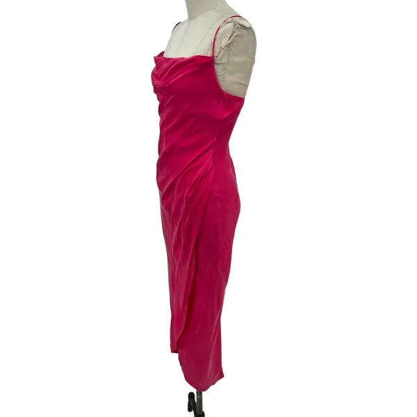 Lovers and Friends Noah‎ Wrap Dress Slip Sleeveless Satin Hot Pink Size Small - Image 8