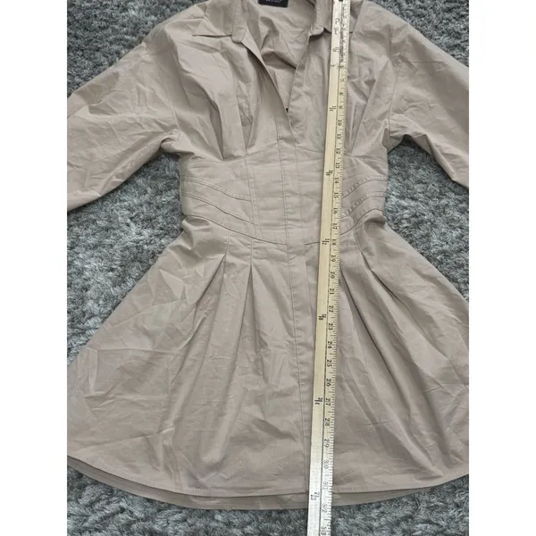 Bershka Tan Corset Mini Dress Women’s S Long Sleeve Open Back Lace-Up - Image 9