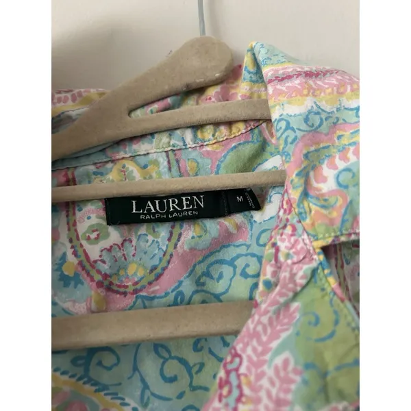 Lauren Ralph Lauren Paisley Pastel Cotton Boxer Pajama Set Size Medium Preppy - Image 8