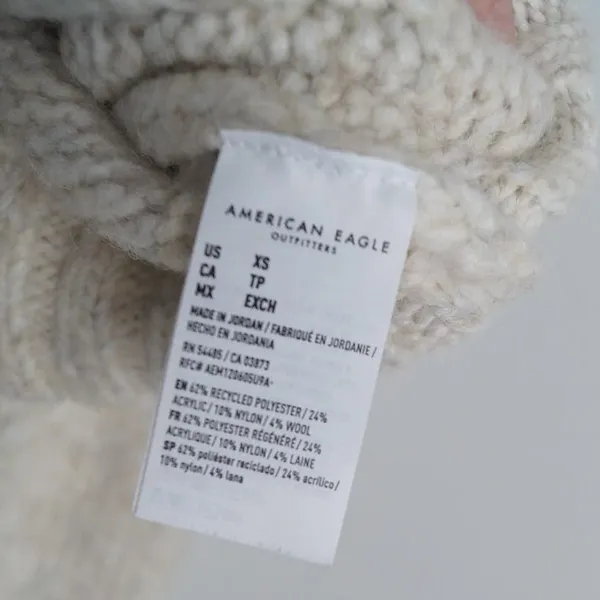 American Eagle Striped Cardigan Button Front Multicolor Pink Cream Fuzzy Size XS - Image 8