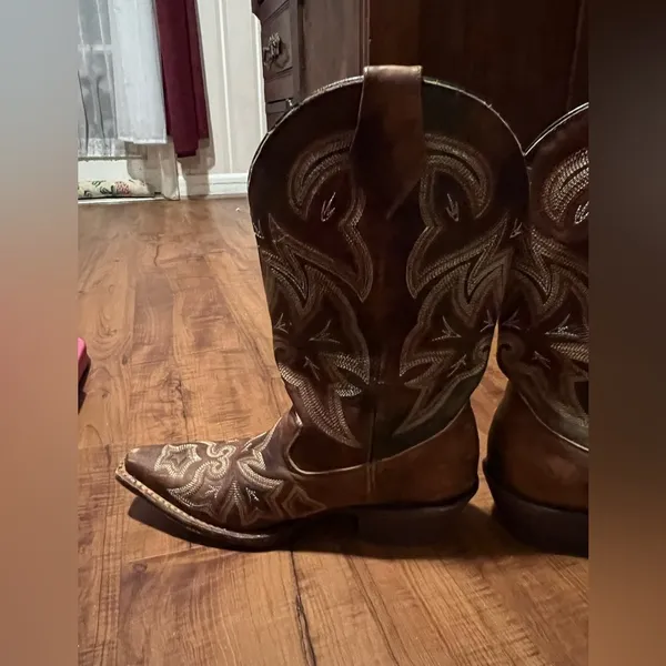 ROCKY HANDMADE Leather Western Cowgirl Boots-Brown Size 6 - Image 6