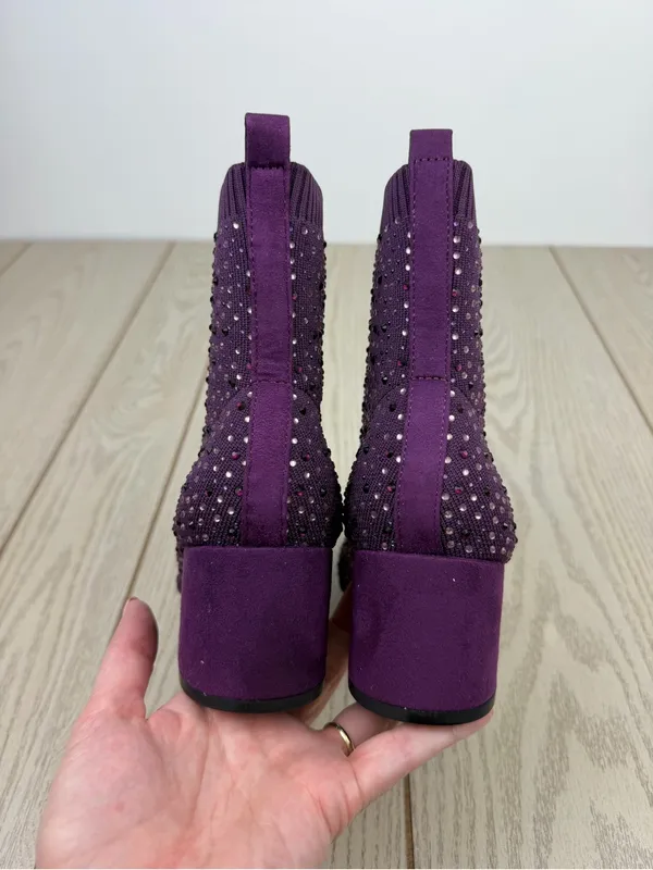 Kenneth Cole Reaction Women's Rida Stretch Jewel Dress Booties 7.5W Purple $109 - Image 5