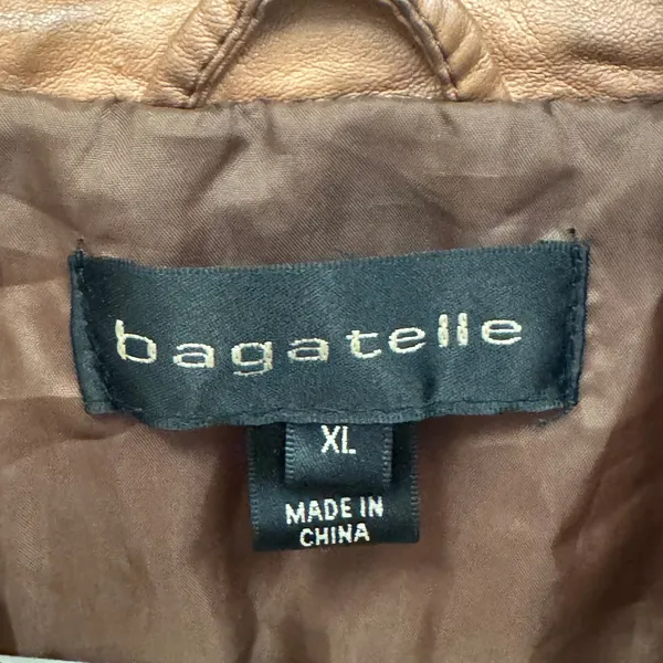 Bagatelle Womens Faux Leather Moto Biker Jacket Brown XL Banded Collar Full Zip - Image 9
