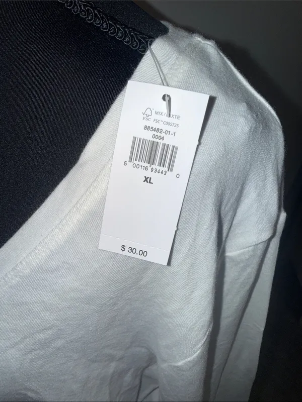 Banana Republic White V-Neck Long Sleeve Tee - Image 2