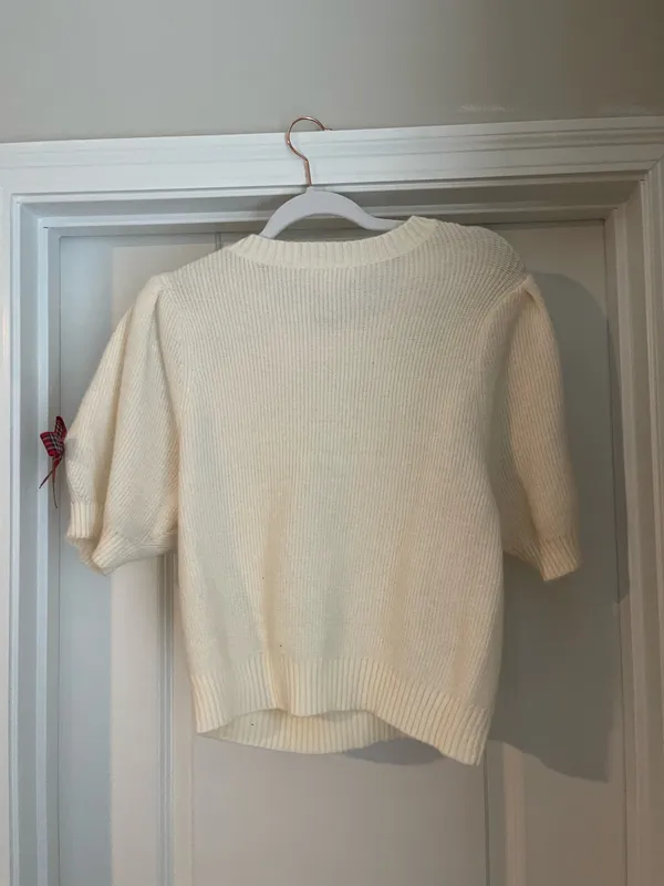 NWT Day + Moon Cropped Sweater with Satin Bow Trim - Image 2