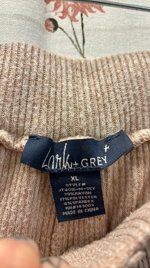 Highwaisted Ribbed Wide Leg Lounge Pants Tan Size XL - Image 2