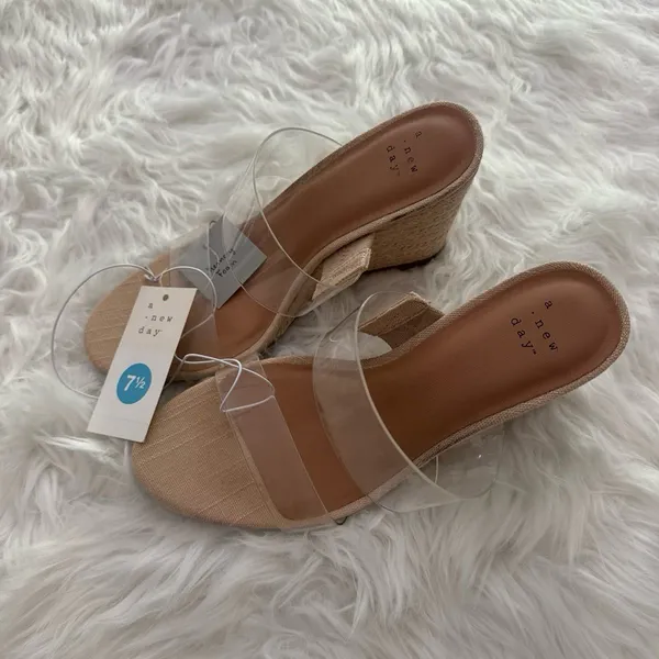 A New Day Ansel Double Band Open Toe Wedge Heels Size 7.5 - Image 4