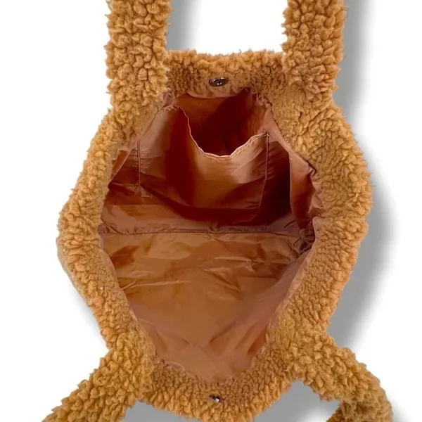 Victoria’s Secret PINK Cozy Plush Teddy Bear Warm Tan Brown Tote Bag - Image 5