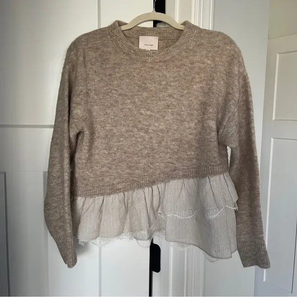 Cinq a‎ Sept Sweater Ruffle Hem Atlas Pullover Size XXS - Image 2