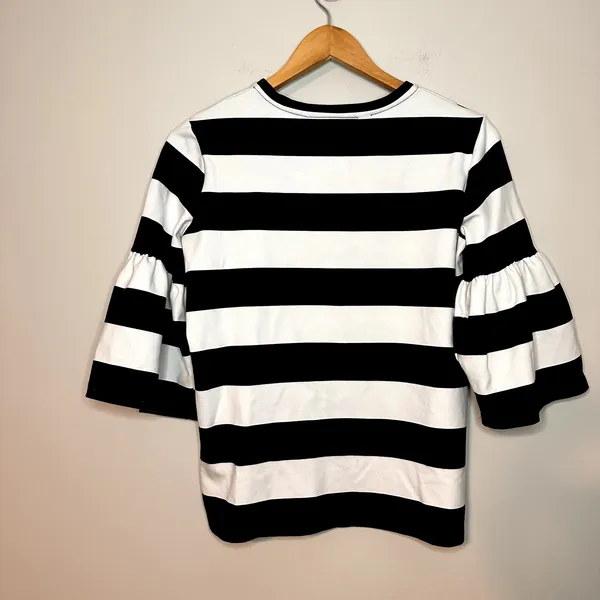 Lauren Ralph Lauren Bell Ruffle Sleeve Striped Top‎ 100% Cotton Size S - Image 6