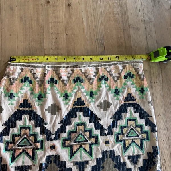 Express Women S Festive Party Boho Sequin‎ Aztec Print Mini Skirt - Image 7