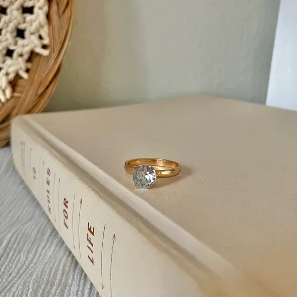 Copper Gold Solitaire Fashion Jewelry Ring “Eve” Neutral Minimal Stacking Simple Jewelry - Image 7