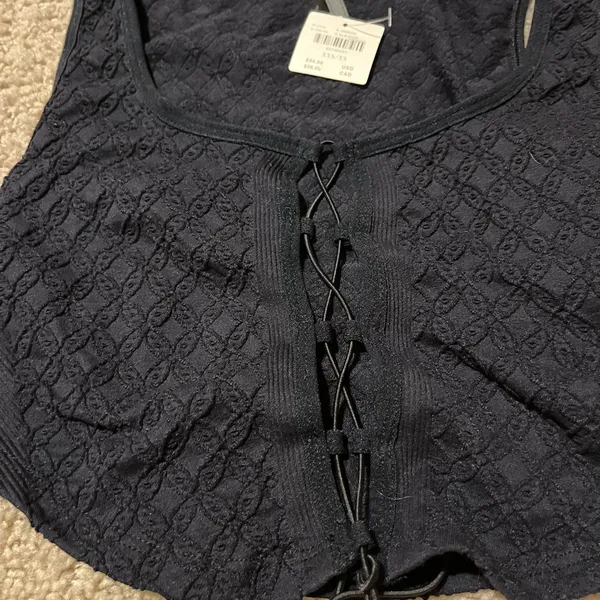 By Anthropologie Lace-Up front black Corset Top never worn - Image 4