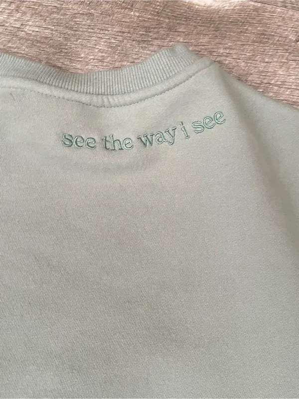 SEE THE WAY I SEE Overthinker Crewneck Sweater in Sage Green - Image 4