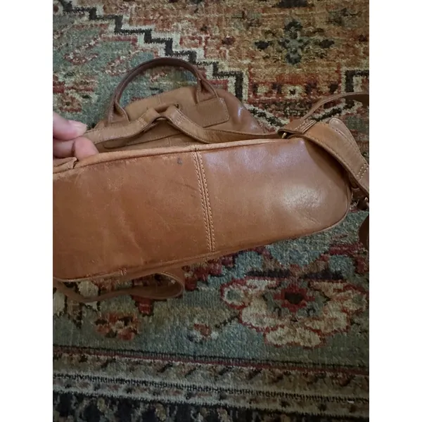 Fossil Vintage Cognac Brown Leather Mini Backpack Crossbody Bag - Image 4