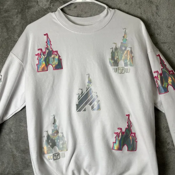 Disney Parks Cinderalla’s Castle Reflective Icon Women's‎ Sweatshirt Medium - Image 2