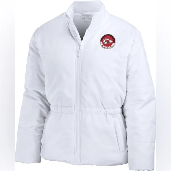 Wear by Erin Andrews Kansas City Chiefs Zip Belted Puffer Jacket Coat Medium - Image 9