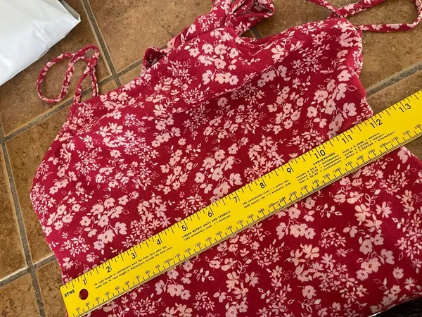 American Eagle Outfitters Red Floral Spaghetti-Strap Mini Dress - Image 4