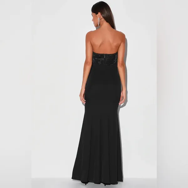 NWT Lulus Brilliantly Bold Strapless‎ Mermaid Maxi Dress in Black Size XS - Image 2