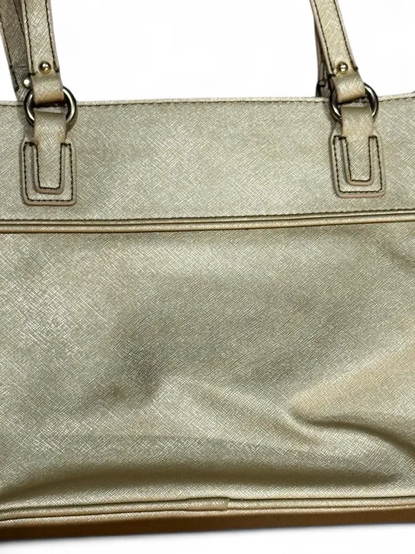 Tommy Hilfiger Gold Metallic Faux Leather Tote Shoulder Bag Large - Image 4
